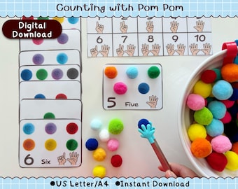 Pom Pom Counting and Color Matching Activity Printable (Digital Download)