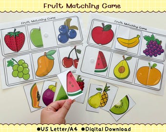 Fruit Matching Printable | Preschool Activity | Toddler Busy Book | Fine Motor Skills  | Fruit Learning Game