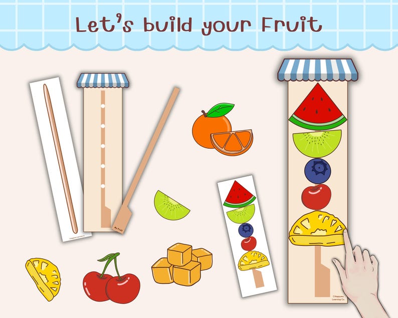 Fruit Builder Activity Printable, Preschool Matching Game, Fine Motor ...