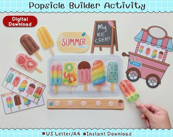Popsicle Builder Activity Printable | Ice Cream Matching Game (Digital Download)