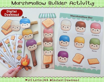 Campfire Marshmallow Builder Activity Printable for Preschool | Fine Motor Matching Game | Busy Binder PDF