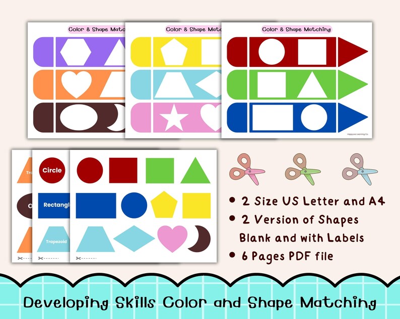 Color and Shape Matching Printable for Preschool | Cut and Paste ...