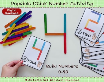 Popsicle Stick Number Activity | Build Numbers 0-20 , Math Activity (Digital Download)