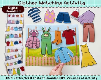 Clothes Matching Game | Preschool Learning Activity (Digital Download)