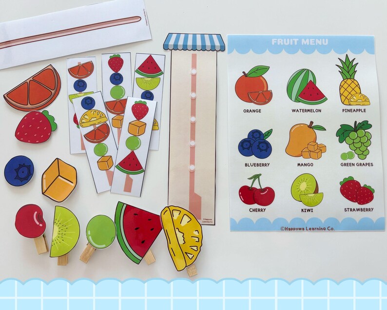 Fruit Builder Activity Printable, Preschool Matching Game, Fine Motor ...