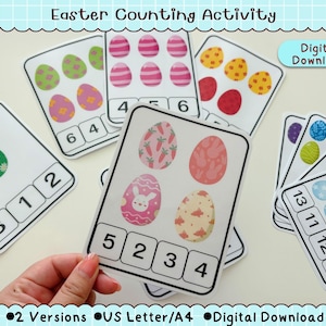 Easter Counting Cards Printable | Preschool Math Activity | Number Matching Game (Digital Download)