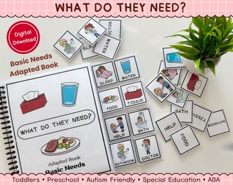 Basic Needs Adapted Book: Toddler, Preschool, Autism ABA Learning (Digital Download)