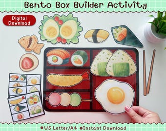 Bento Box Builder Printable | Preschool Fine Motor Matching Game (Digital Download)