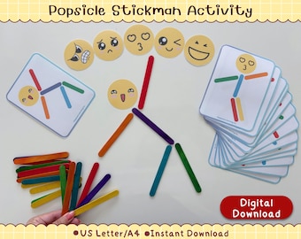 Popsicle Stickman Builder Activity | Fine Motor Skills, Matching Game (Digital Download)
