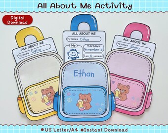 All About Me Activity Printable | Back to School Craft | Student Introduction (Digital Download)
