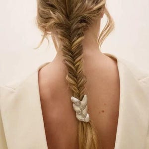Gancho metálico para coleta, accesorio para el cabello estilo boho trenzado, horquilla plateada para boda.