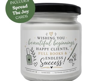 Nail Salon Opening Natural Hand-Poured Scented Candle - Manicurist Gift, 100% Soy Wax, Vegan, Non-Toxic
