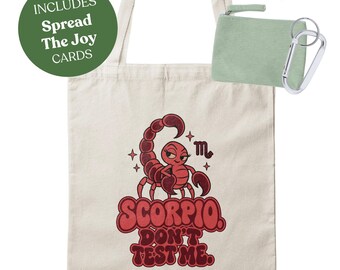 Scorpio Funny Astrology Custom Printed Cotton Canvas Tote Bag with Extra Gifts - Zodiac Birthday Gift