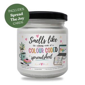 Colour Coded Spreadsheet Scented Candle, 100% Soy Wax, Natural Hand-Poured, Non-Toxic, Office Candle
