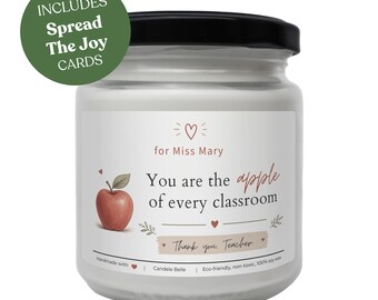 Personalized Teacher Candle – 100% Soy Wax, Vegan, Non-Toxic Appreciation Gift