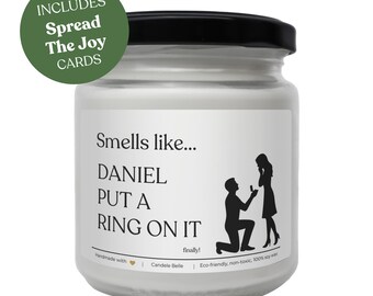 Put A Ring On It Funny Engagement Scented Candle, 100% Soy Wax, Vegan, Non-Toxic Personalized