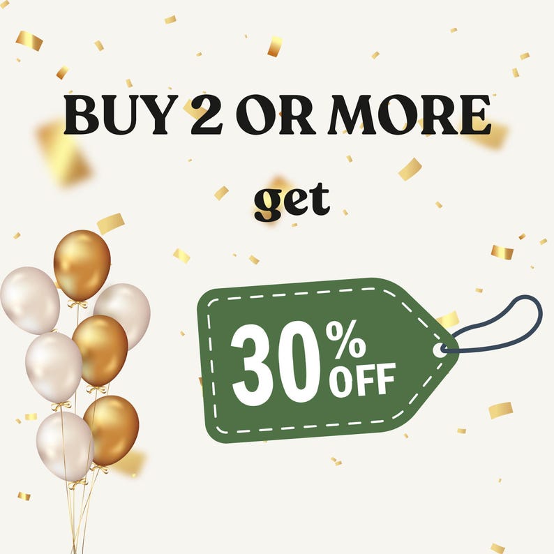 The image is a promotional graphic for a sale, featuring a green price tag with a 30% discount for a purchase of 2 or more candles., gold and white balloons, and confetti.
