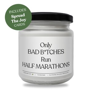 Badass Half Marathon Runner Scented Candle – Women Athletes Gift, Hand-Poured, Soy Wax, Vegan, Non-Toxic