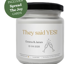 Engagement Candle Personalized, Couples Scented Candle, 100% Soy Wax, Vegan, Non-Toxic