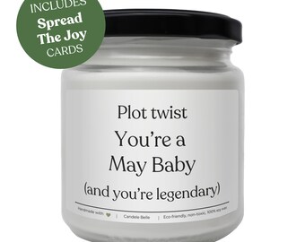 May Birthday Scented Candle – Funny Taurus Gemini Gift, 100% Soy Wax, Vegan, Non-Toxic