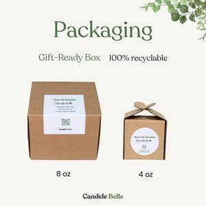 two gift-ready boxes, one 8 oz and one 4 oz, both made with intention and featuring a 100% recyclable packaging.