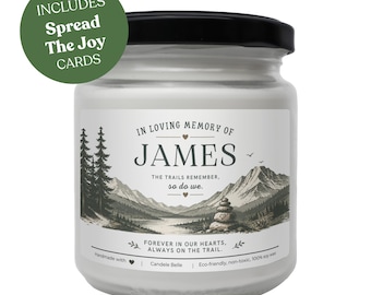 Personalized Hiker Memorial Scented Candle – Bereavement Gift 100% Soy Wax, Vegan, Non-Toxic,