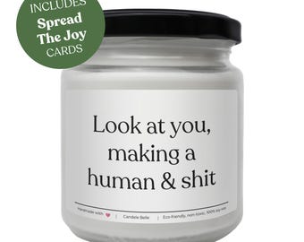 Baby Shower Soy Wax Candle with "Spread The Joy" Cards – Humorous Gift
