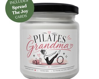 Pilates Grandma Gift – Fit Grandmother Scented Candle, Natural Hand-Poured, 100% Soy Wax, Vegan, Non-Toxic