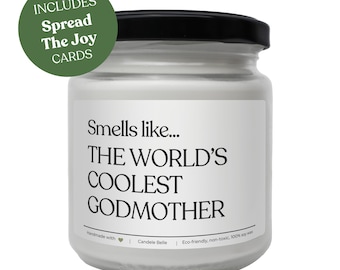 Coolest Godmother Natural Hand-Poured Scented Candle – Gift For Madrina, 100% Soy Wax, Vegan, Non-Toxic