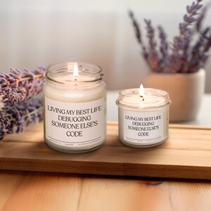 Debugging Someone Else's Code Funny Dev Candle – Programmer Gift, 100% Soy Wax, Vegan, Non-Toxic image 2