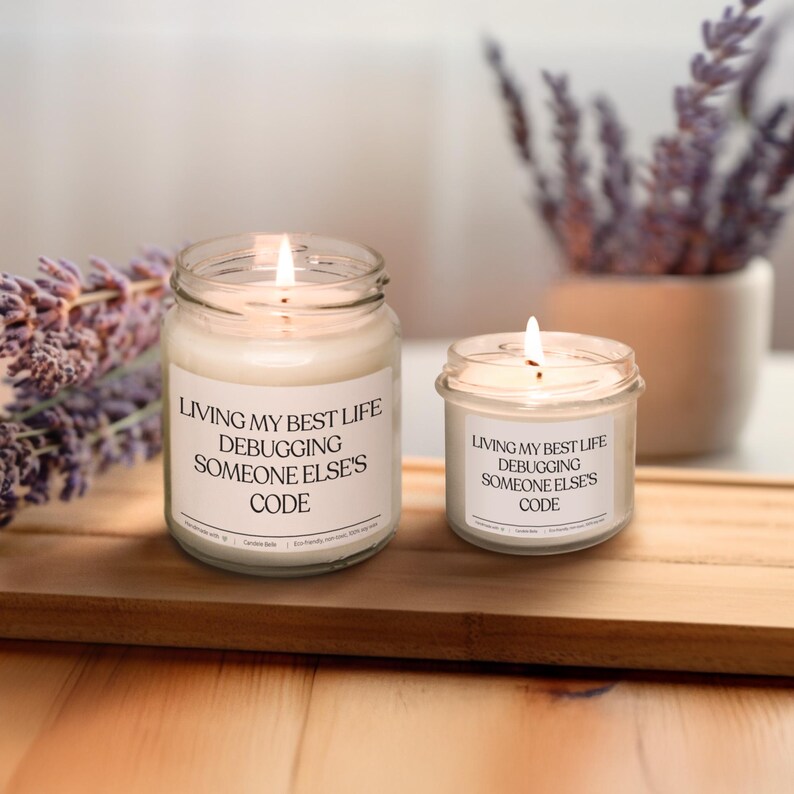 Debugging Someone Else's Code Funny Dev Candle – Programmer Gift, 100% Soy Wax, Vegan, Non-Toxic image 2