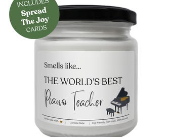 World's Best Piano Teacher Scented Candle – Teacher Gift, 100% Soy Wax, Vegan, Non-Toxic