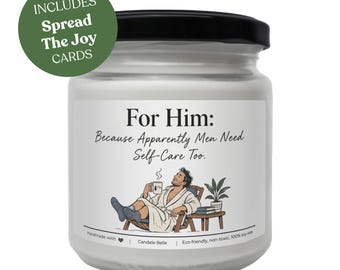 Mens Selfcare Scented Candle – Natural Hand-Poured 100% Soy Wax, Vegan, Non-Toxic Selfcare Gift Basket