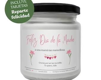 ES | Mother's Day Personalised Gift, 100% Soy Wax Vegan Non-Toxic Eco-Friendly Candle