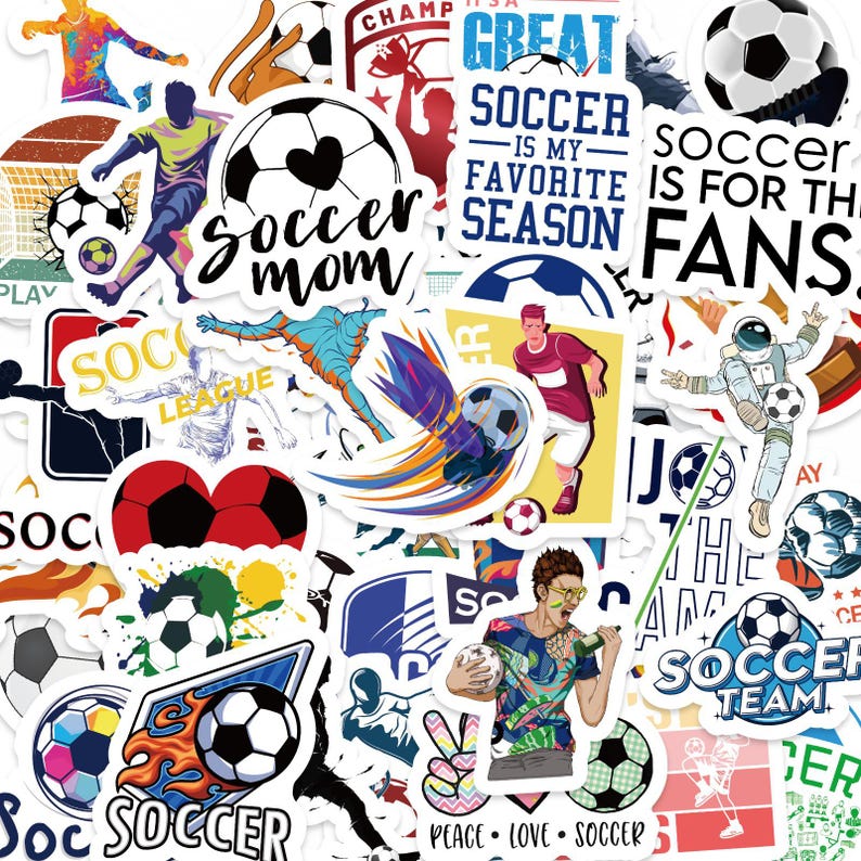 Sticker Football Net 50PCS Soccer Stickers Pack, Football Sport Vinyl Stickers, Cool Soccer ...