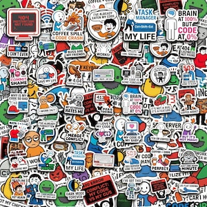 50 stks programmeur codering meme stickerpakket, grappige ontwikkelaarstickers, foutstickers, code humorstickers voor laptops