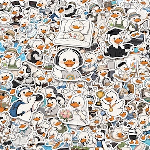 Paquete de 50 pegatinas de patos adorables, pegatinas de patos, pegatinas de carreras profesionales, pegatinas de pasatiempos, pegatinas divertidas para portátiles, diarios y botellas de agua.