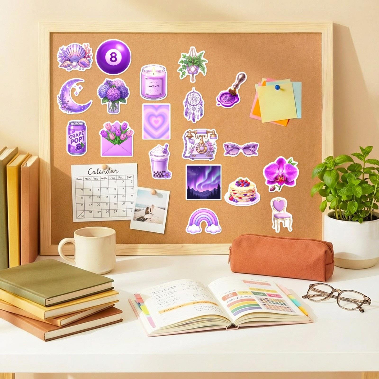 Random Violet Sticker 50PCS Purple Aesthetic Sticker Pack, Girly Stickers, Pretty Stickers ...
