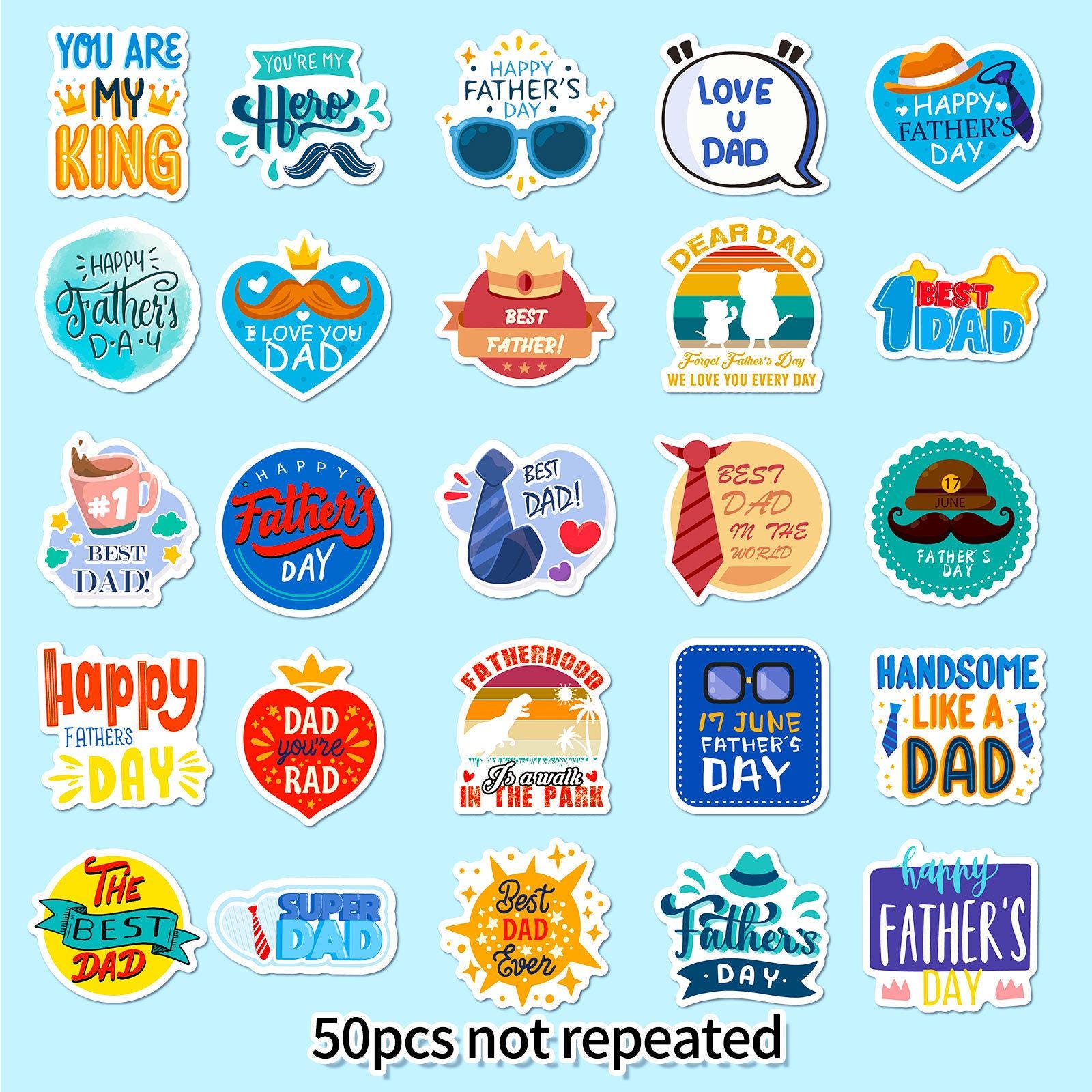 50PCS Fathers Day Sticker Pack, Dad Stickers, Father Stickers, Love ...