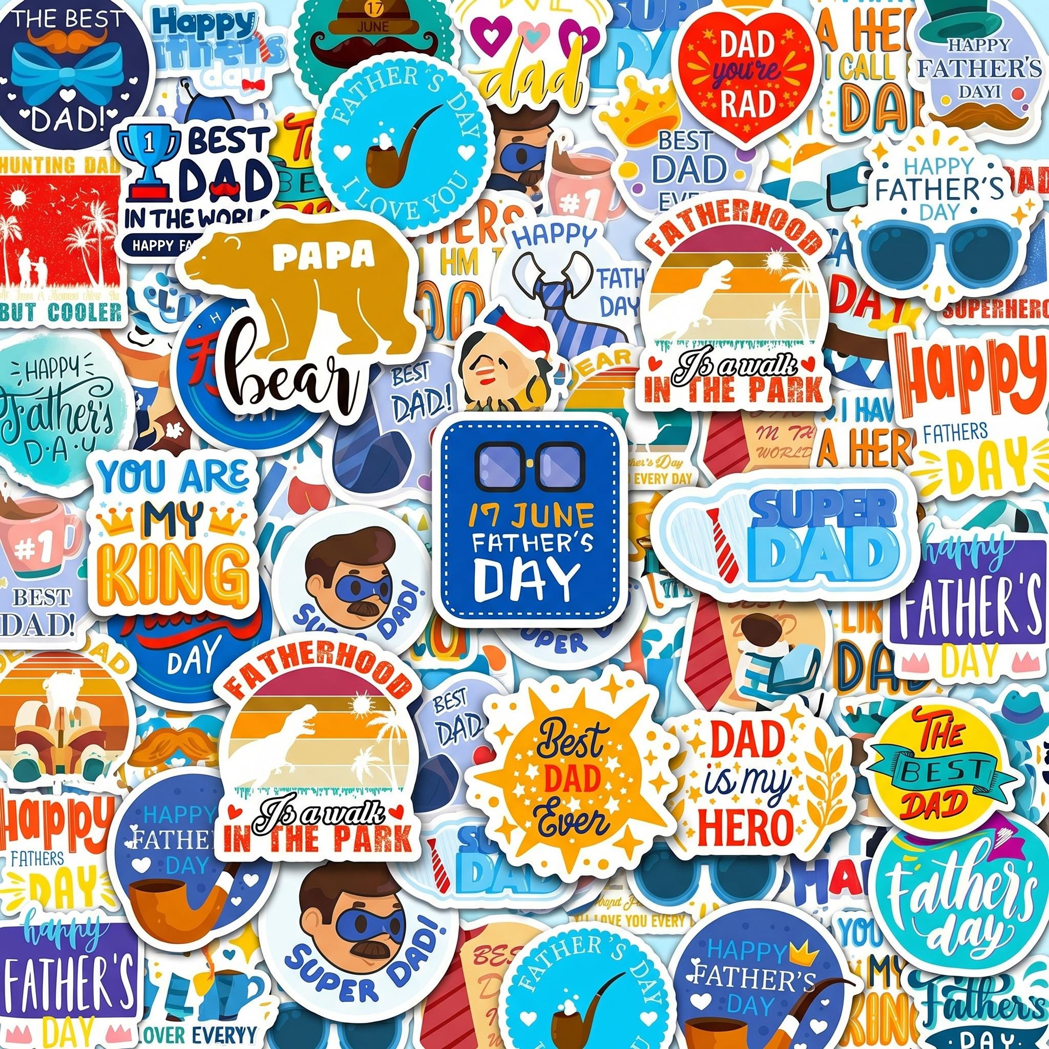 50PCS Fathers Day Sticker Pack, Dad Stickers, Father Stickers, Love ...