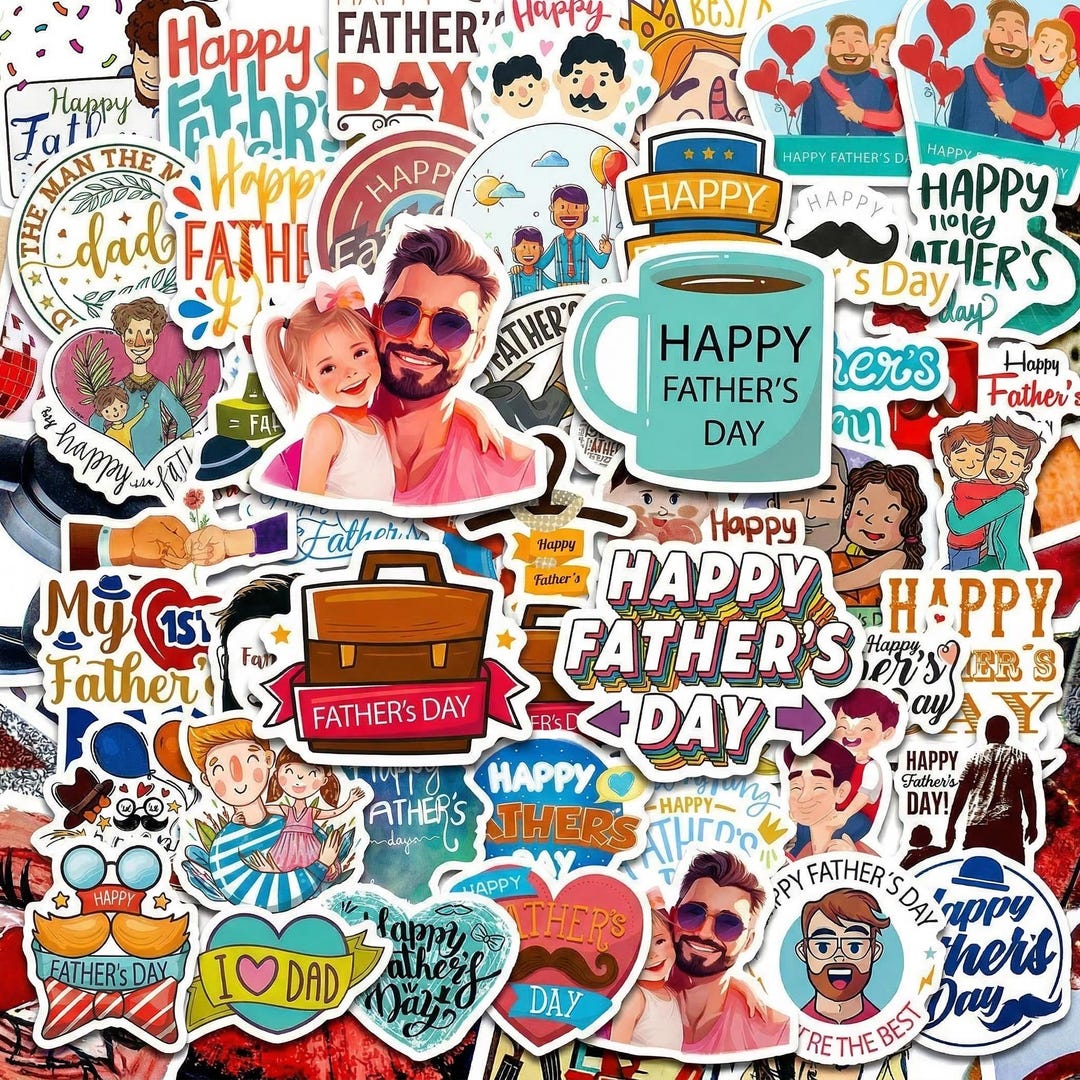 50PCS Fathers Day Stickers Pack, Dad Gift Vinyl Stickers, Happy Fathers ...