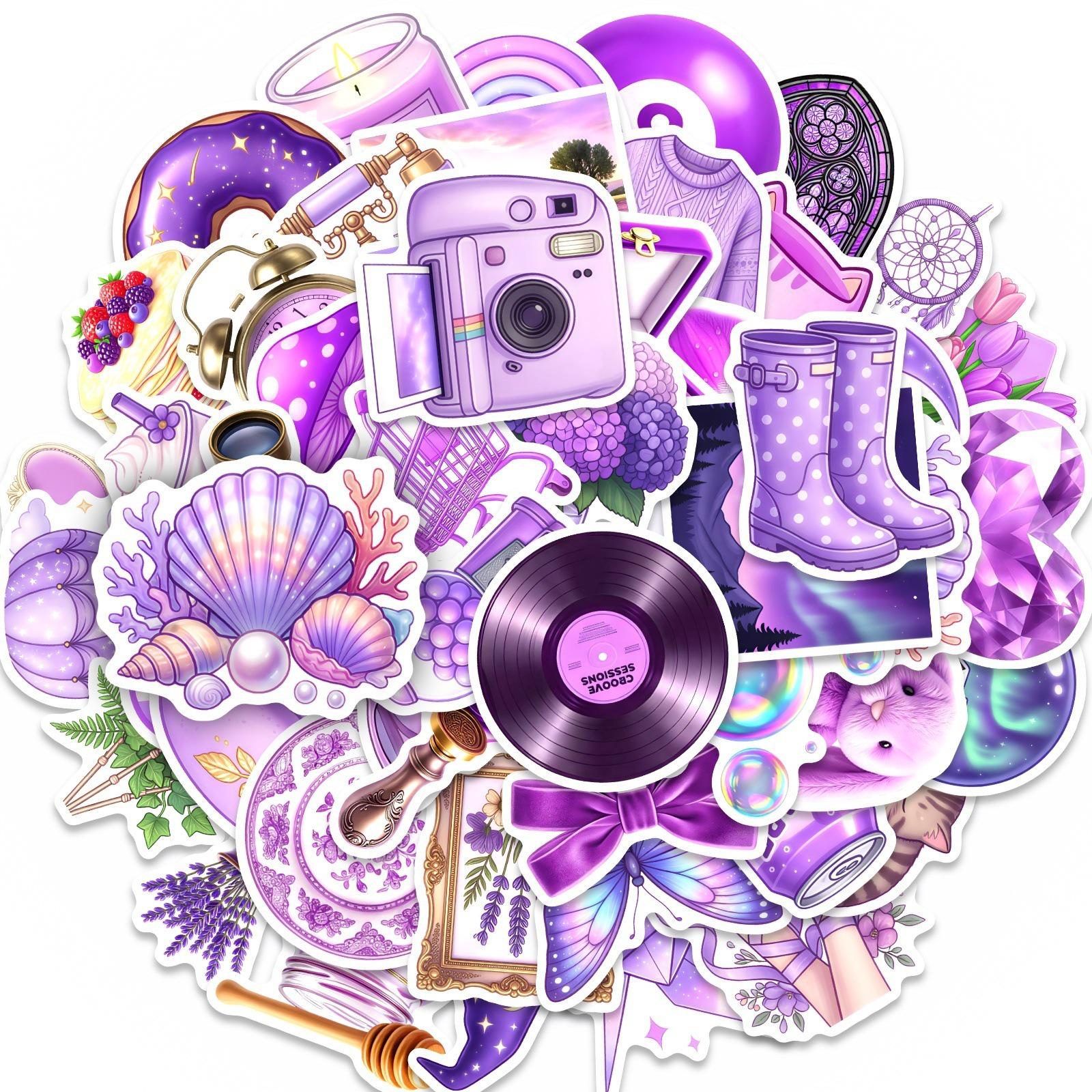 Pretty Background Sticker 50PCS Purple Aesthetic Sticker Pack, Girly Stickers, Pretty Stickers ...