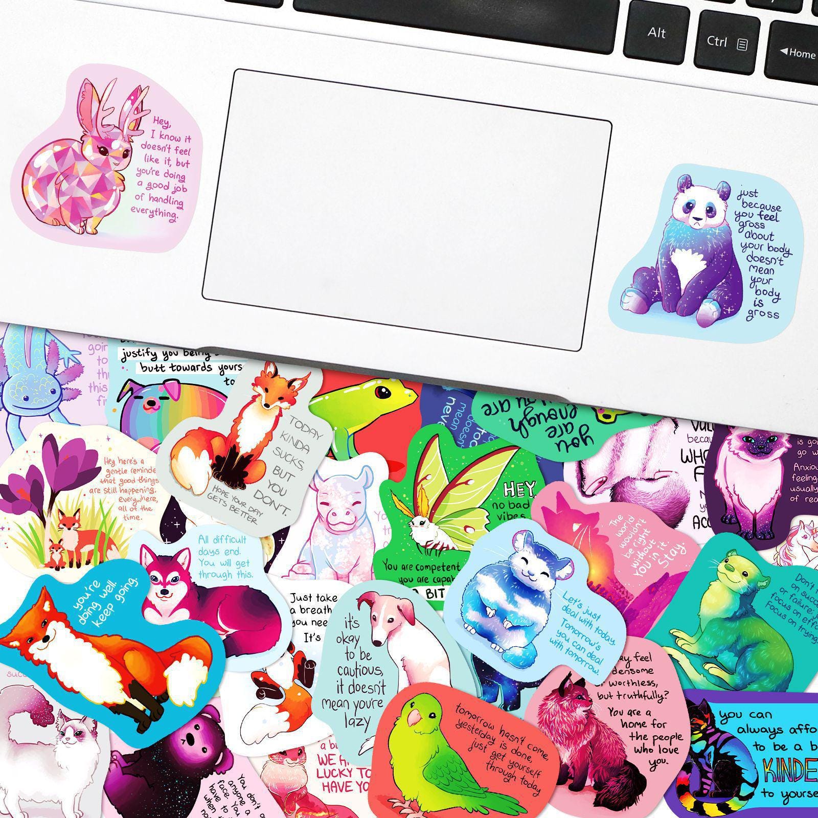 50PCS Mental Health Stickers Pack, Cute Animal Vinyl Decals for Laptop ...