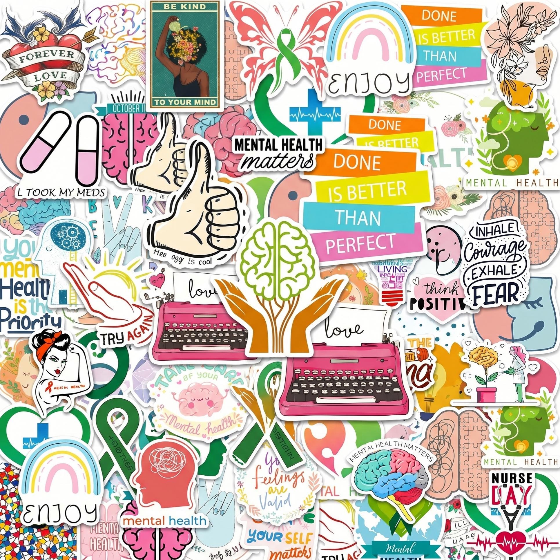 50PCS Mental Health Sticker Pack, Positive Stickers, Self Care Stickers ...