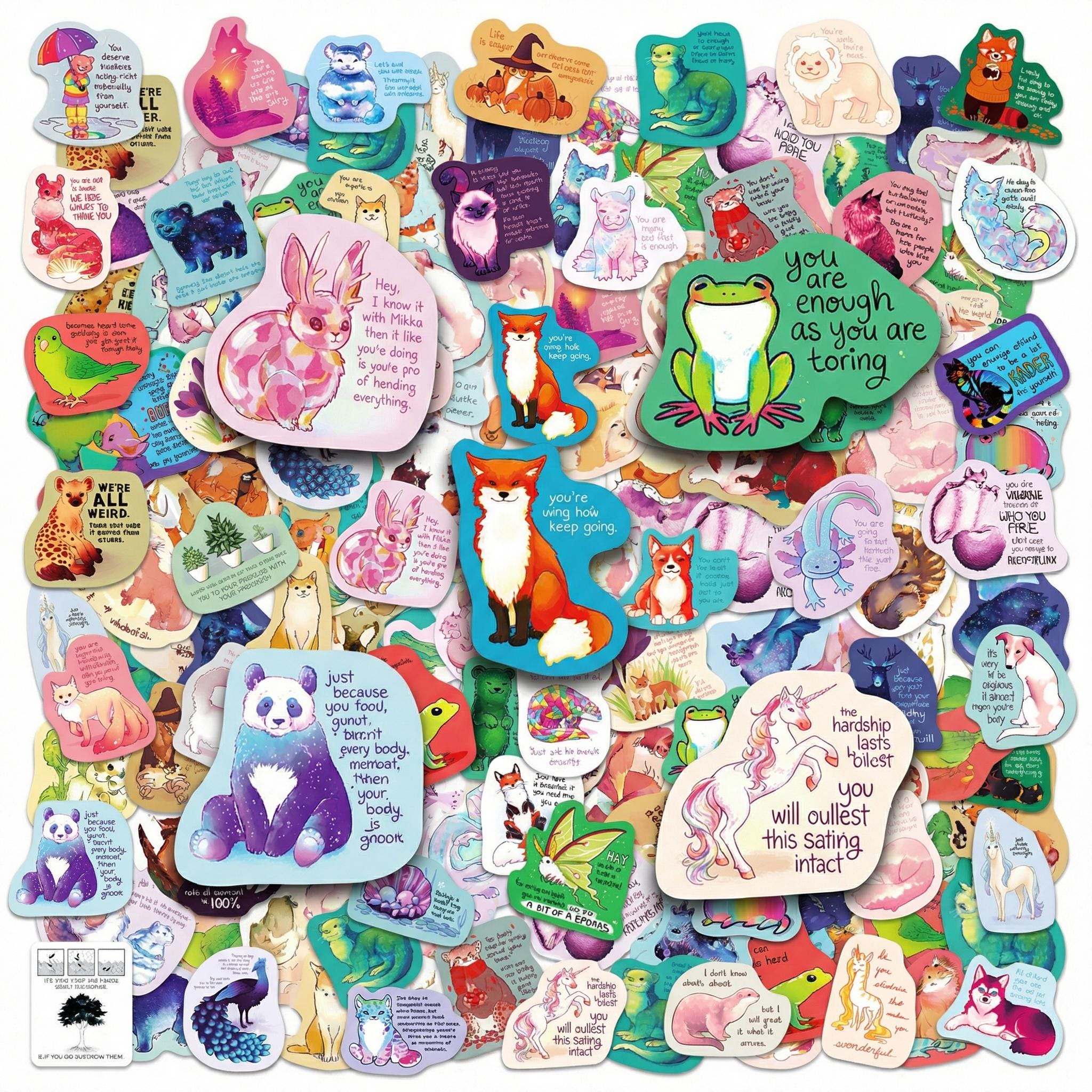 50PCS Mental Health Stickers Pack, Cute Animal Vinyl Decals for Laptop ...