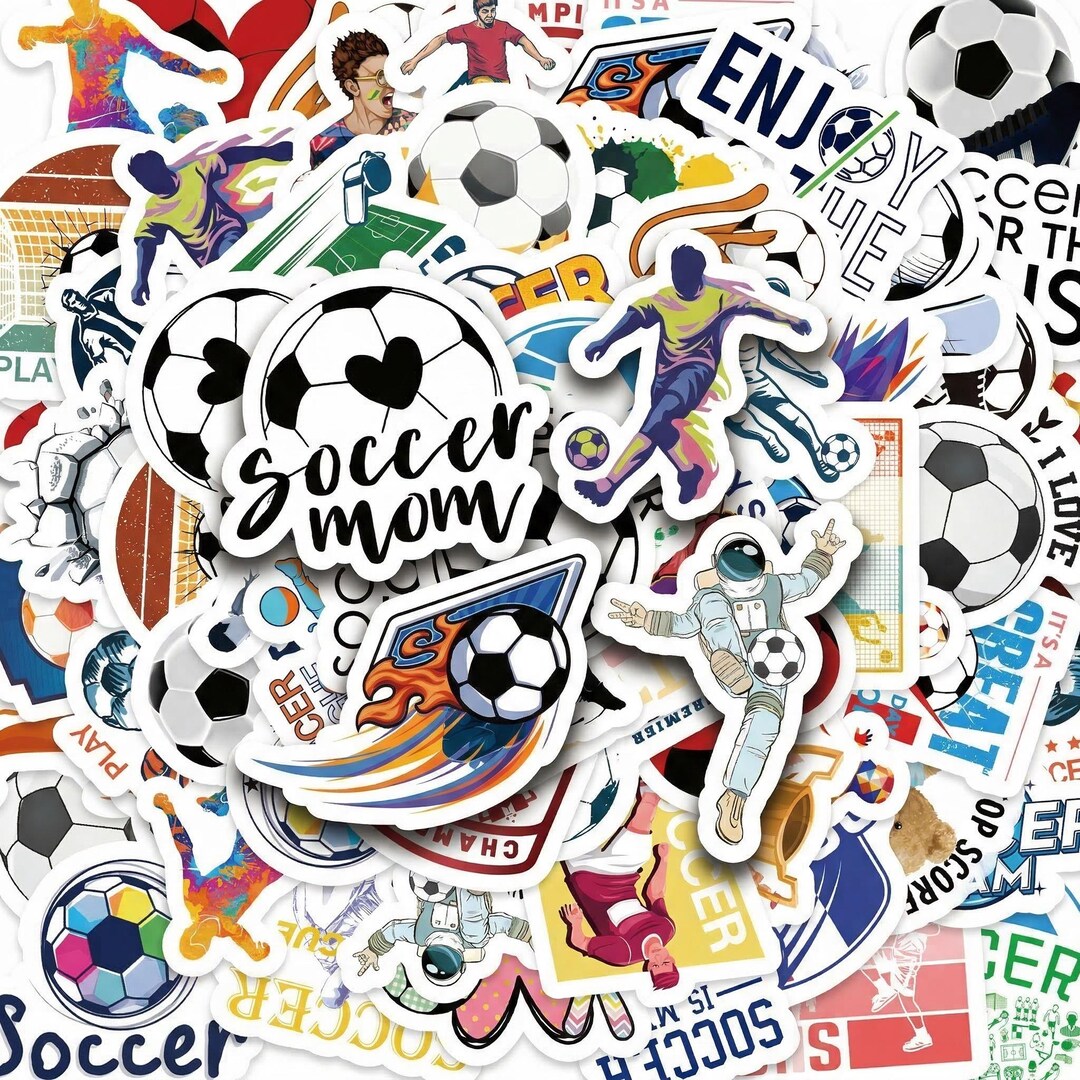 50PCS Soccer Stickers Pack, Football Sport Vinyl Stickers, Cool Soccer
