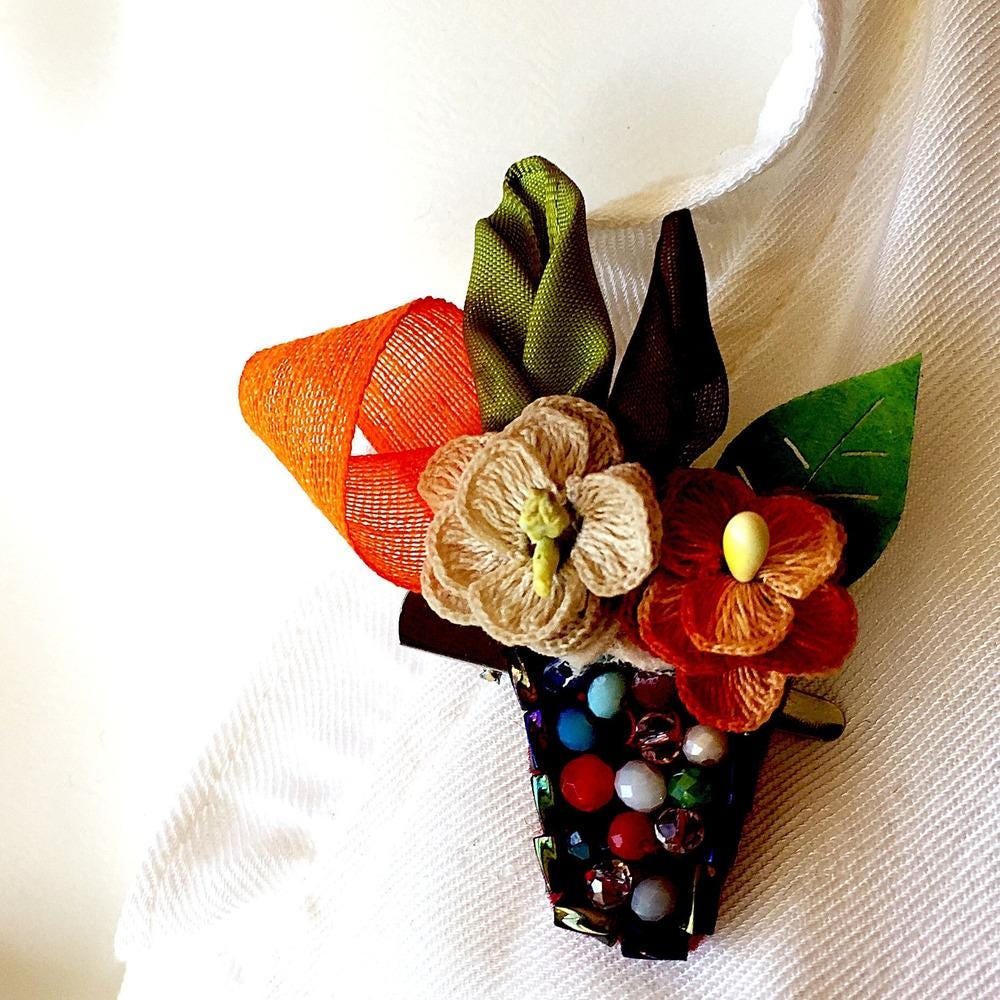 Spring Brooch Model Hand-embroidered Spring Flower Bouquet Brooch - Etsy
