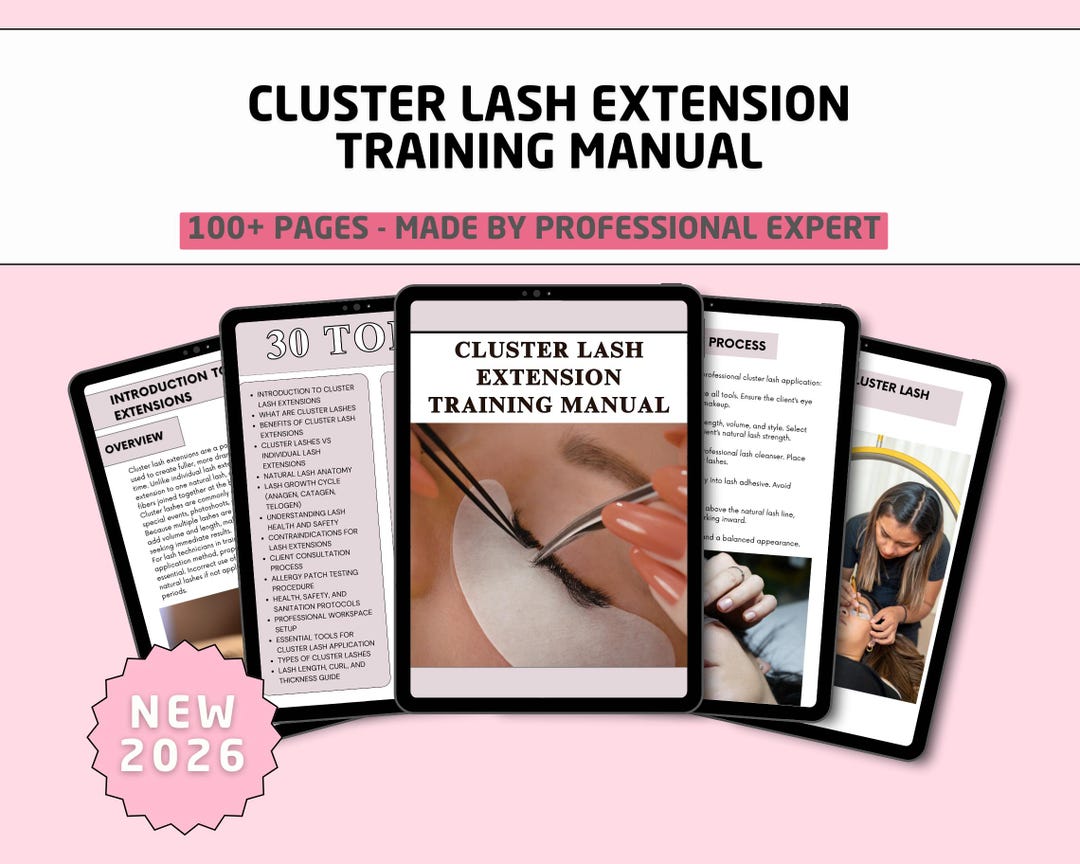 Cluster Lash Extension Training Manual | Lash Technician Course Guide ...