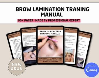 Brow Lamination Training Manual & Certificate: Brow Course (Editable Canva Template)