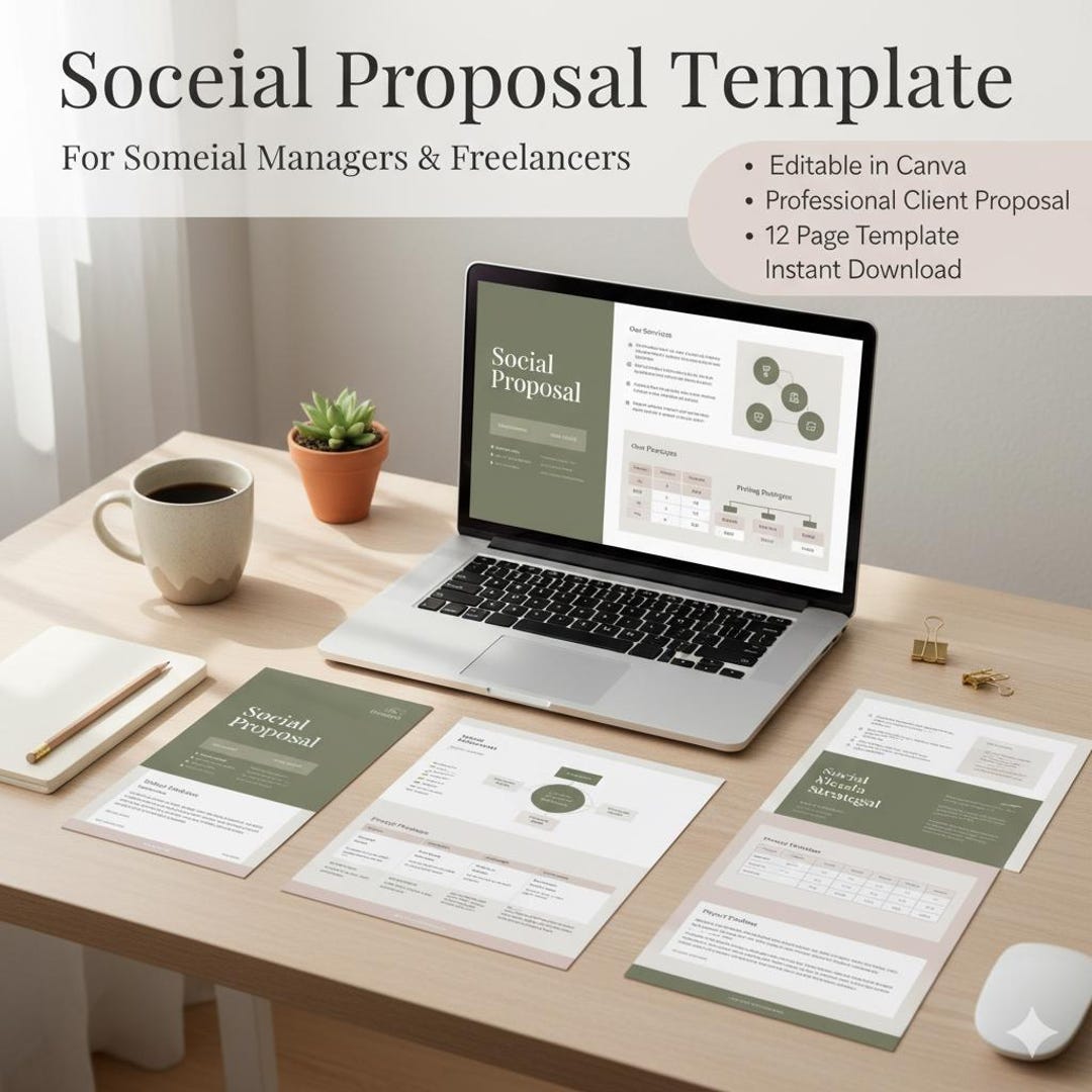 Social Media Proposal Template Canva | Editable Freelancer Client ...